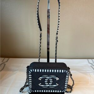 Chanel Black and White Quilted Crossbody Bag